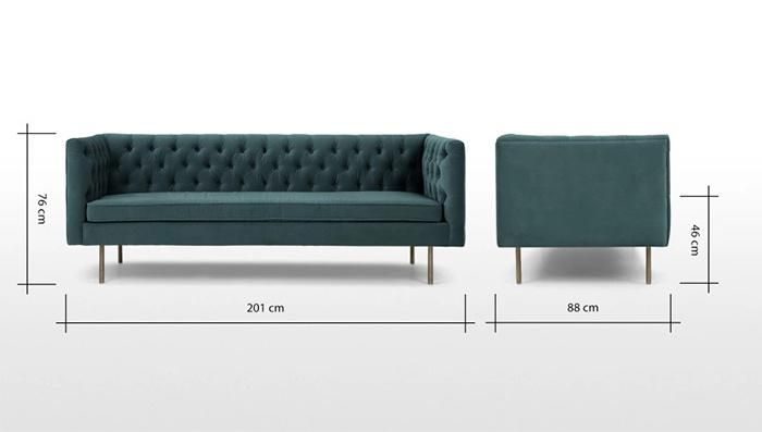 Modern Couch Living Room Furniture Green Velvet Sofa with Bench