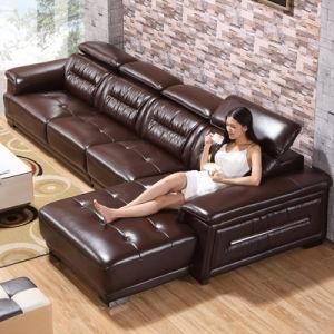 New Arrival L Shape Living Room Furniture Sets Leather Sofa (8019)