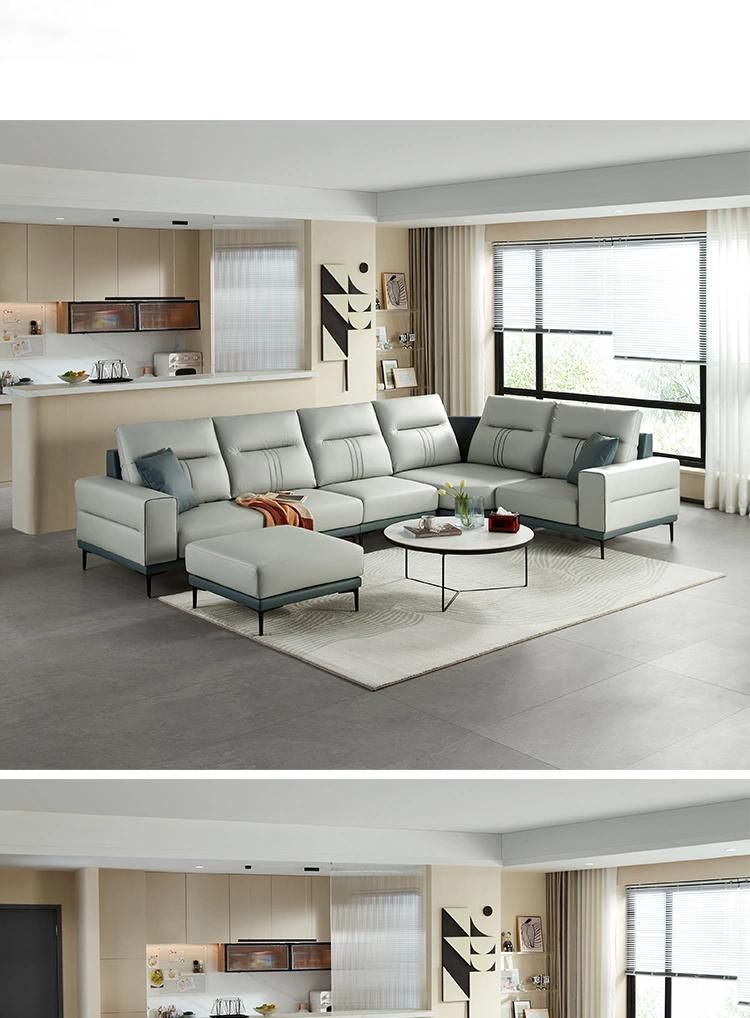Hot Down with Armrest Corner Sectional L Shape Furniture Genuine Leather Sofa Tbs061