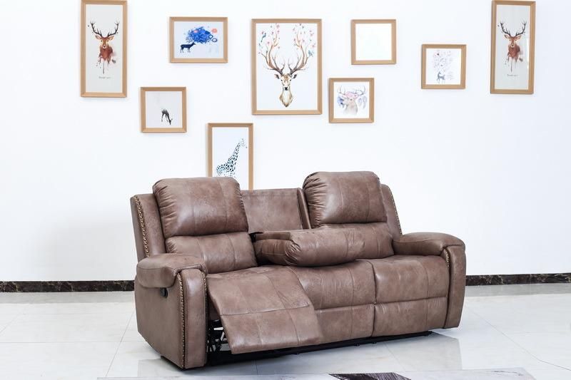 Fabric Reclining Sofa with Nail Arm for Living Room Furniture
