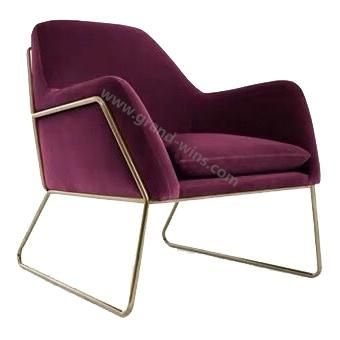2019 New Design Modern Stainless Frame Velvet Fabric Lounge Chairs
