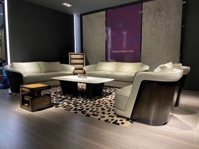 Newest Italian Style Design Leather Living Room Sofa Furniture Modern Luxury Home European Villa Sectional 1 2 3 Seater Sofa
