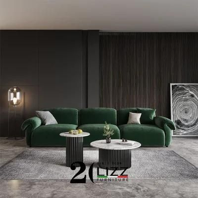 China Wholesale Living Room Fabric Sofa Set Direct Sell Home Velvet Couch with Coffee Table