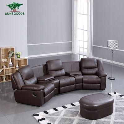 Italy Half Top Grain Leather Modern Luxury Living Room Sofa Set