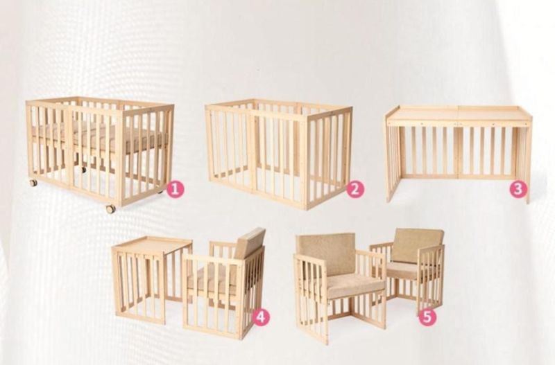 Multifunctional Wooden Baby Crib Wholesale Cot Solid Sofa Bed