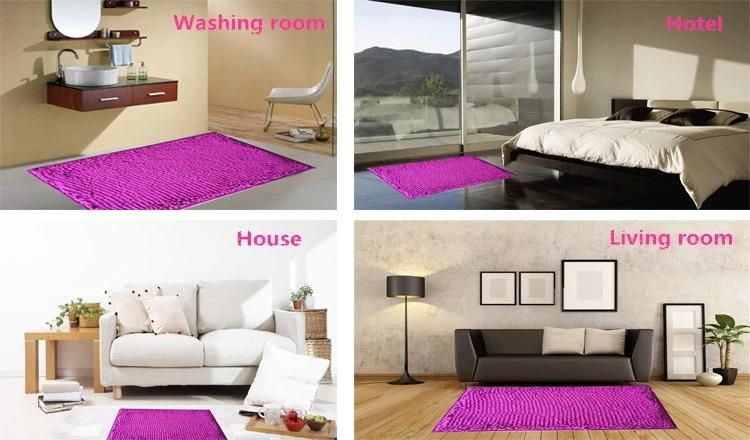 Washable Water Absorbent Latex Backing 100% Polyester Microfiber Bathroom Chenille Shag Bath Mat