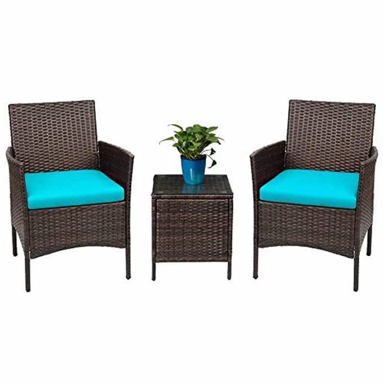 3 Pieces Porch Conversation Wicker Set Rattan Furniture Garden Outdoor Sofa Set