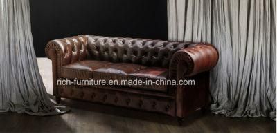 Classic Chesterfield Leather Sofa for Living Room