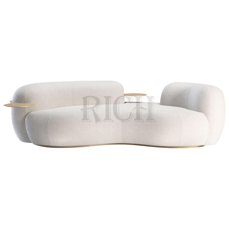 Nordic Luxury Sofa Curved White Teddy Curved Sofa Sherpa Shearling Lounge Lamb Fabric Sofa
