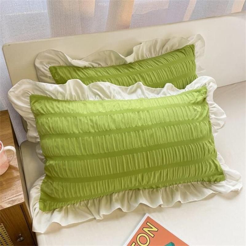 Pillow Case Ins Girl Princess Style Small Fresh and Lovely Solid Color Single Korean Lace Dormitory Pillowcase