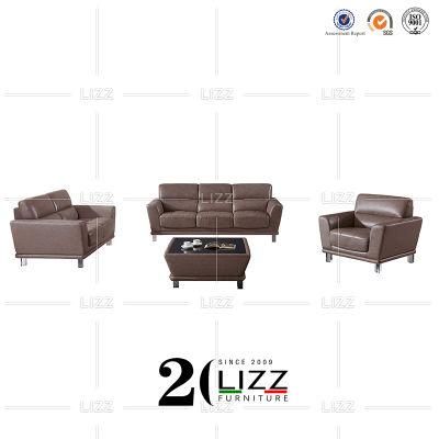 China Manufacturer Italian Style Home Living Room Geniue Leather Sofa Leisure Couch