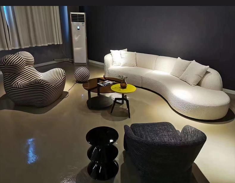 Factory Supply Wool Fleece Fabric Luxury Arc-Shaped Sofa