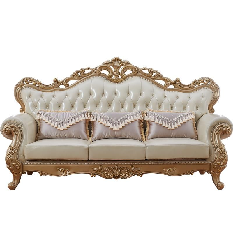 Home Furniture Factory Wholesale Classic Wood Leather Sofa in Optional Sofas Furnitures Color and Couch Seats