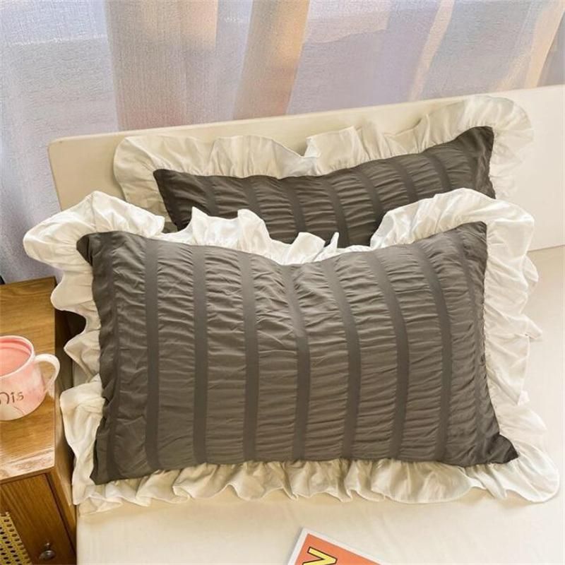 Pillow Case Ins Girl Princess Style Small Fresh and Lovely Solid Color Single Korean Lace Dormitory Pillowcase