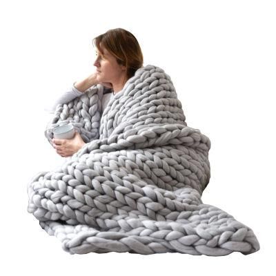 Large Knit Chunky Blanket Hand-Made Braid Sofa Blanket