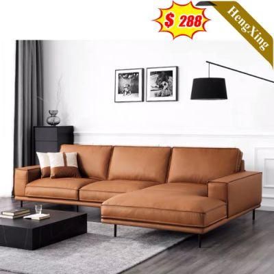 Cheap Price Modern Living Room Bedroom Leisure Sofas Set Simple Design Brown PU Leather L Shape Sofa