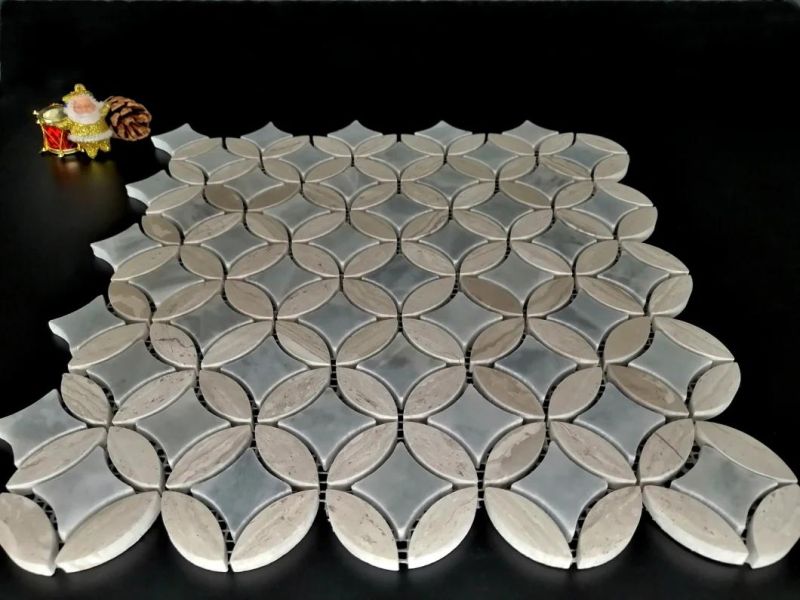 The New Gray Stone Mosaic Tiles Used in Kitchen, TV, Sofa Tailgate Wall