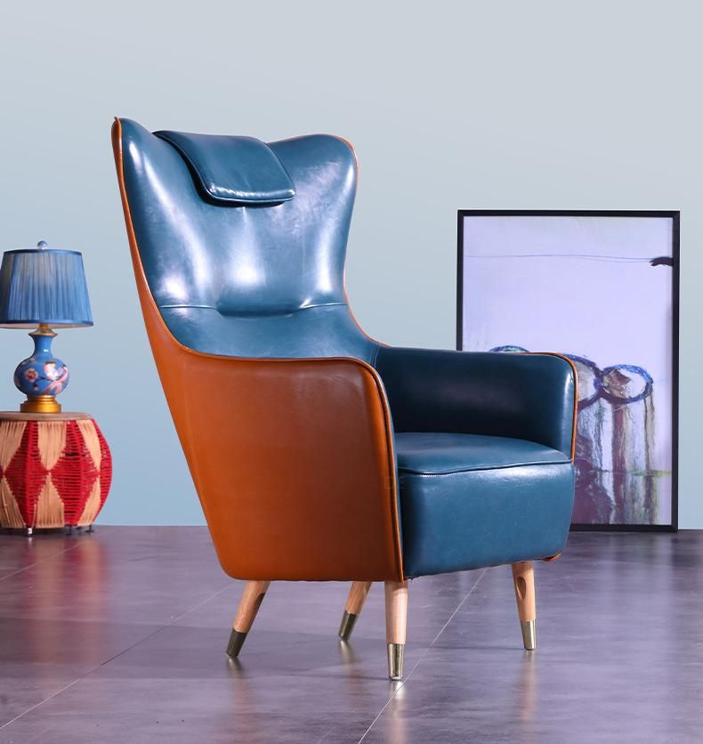 European Style Sofa Chair Light Luxury PU Leather Backrest Leisure Chair