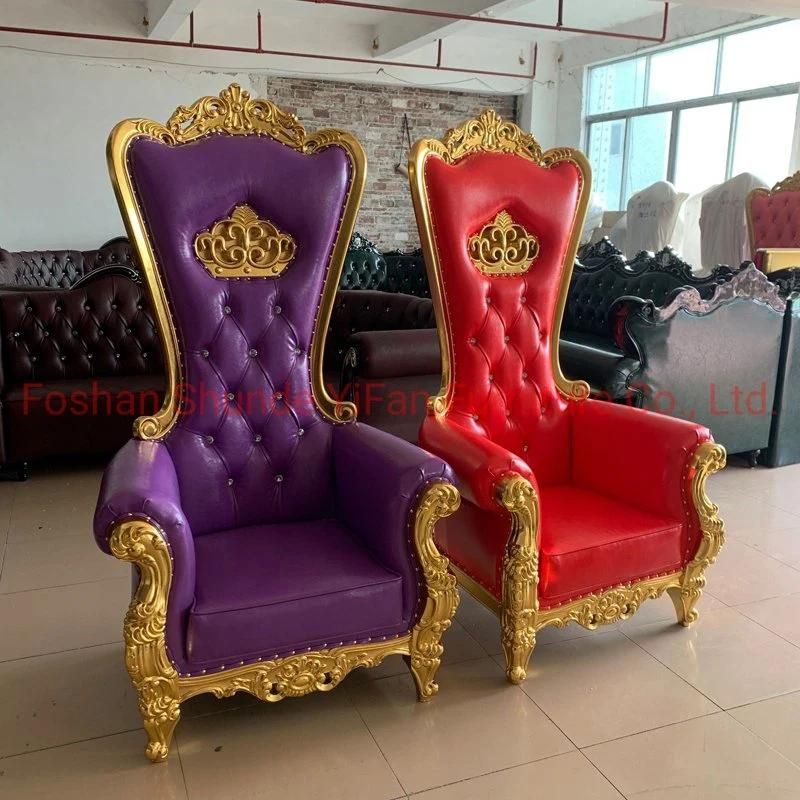 Hotel Lobby Furniture Wood Carved High Back Sofa Chair with Multipurpose Ways in Optional Color for Wedding Furniture