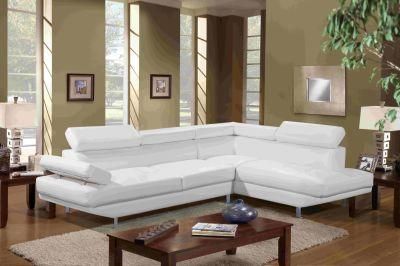 Modern PU Sectional Sofa with Ajustable Headrest and Arm for Living Room Furniture