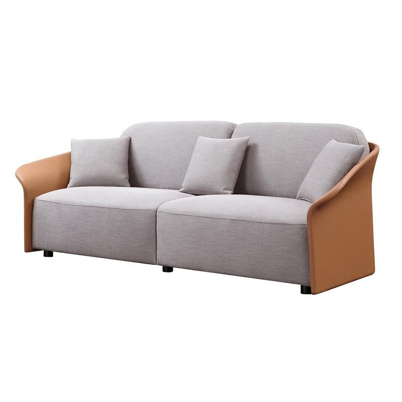 Wing Back Leather Armrest Fabric Modern Villa Apartment Hotel Lobby Furniture Living Room Sectional 1 2 3 Sofa