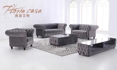 European Classic Home Furniture Living Room Chesterfield Fabric Sofa with Coffee Table