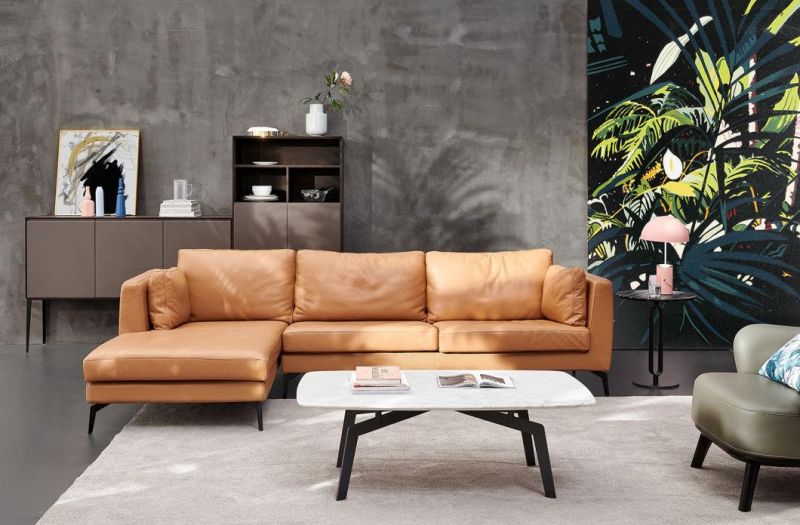 Lm106 Corner Sofa, Genuine Leather Sofas, Italian Modern Design Sofa in Home and Commercial Custom