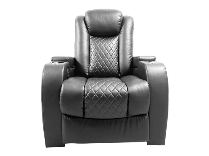 Jky Furniture Air Leather Power Home Theater Recliner Sofa with Massage Function and Cup Holder Table Board