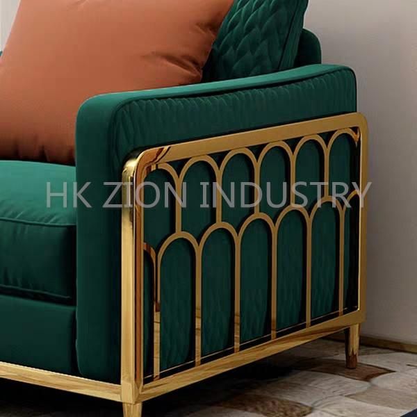 Light Luxury Fabric Sofa Small Family Living Room Furniture Complete Set Furniture Postmodern American Style Three-Person Stainless Steel Sofa
