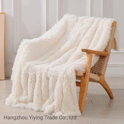 Solid Reversible Fuzzy Lightweight Long Hair Shaggy Blanket Fluffy Cozy Plush Fleece Comfy Microfiber Fur Blanket for Couch Sofa Bed