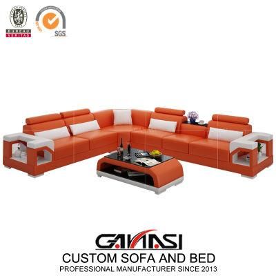 Ganasi Genuine Indoor Large Cushioned Seat Leather Sofa Home Furniture Set