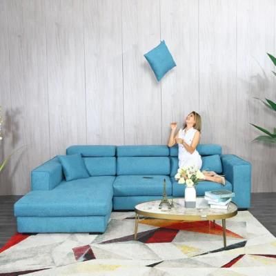 Modern Design Home Living Room Office Furniture Blue Color L Shape Leisure Sectional Sofa Set