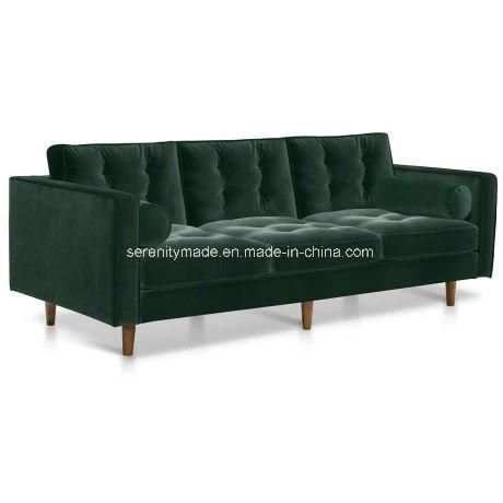 Best Selling Modern European Style Velvet Upholstered Fabric Sofa with Cushion Roller