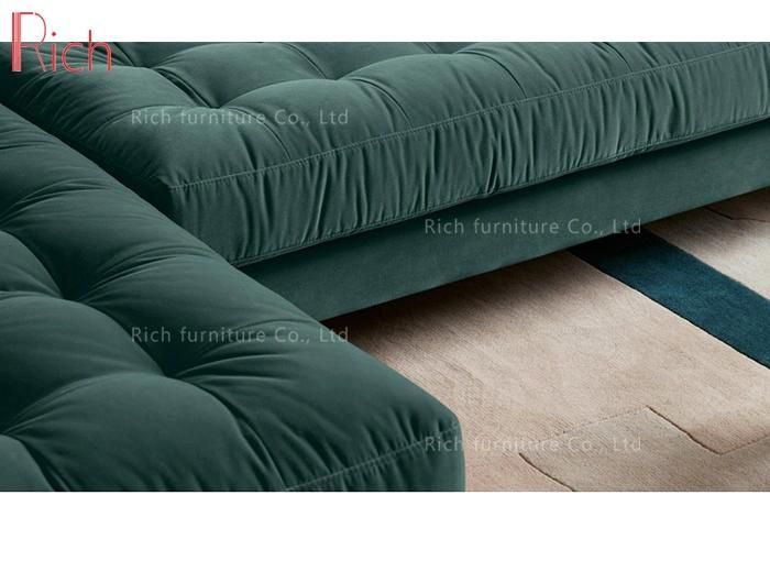 Living Room Furniture Sectional Couch Green Velvet Corner Sofa