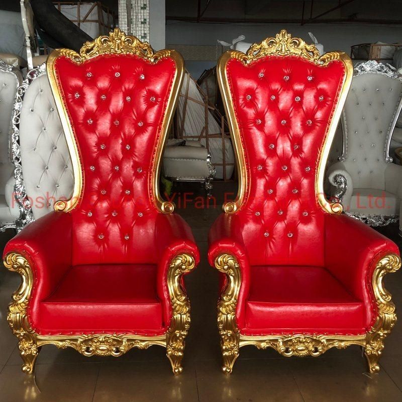 Hotel Lobby Furniture Wood Carved High Back Wedding Sofa Chairs in Optional Color for KTV furniture and Wedding Furniture