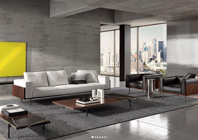 Minotti Italy Linen Sofa Upholstery Home Deco Jacquard Fabric