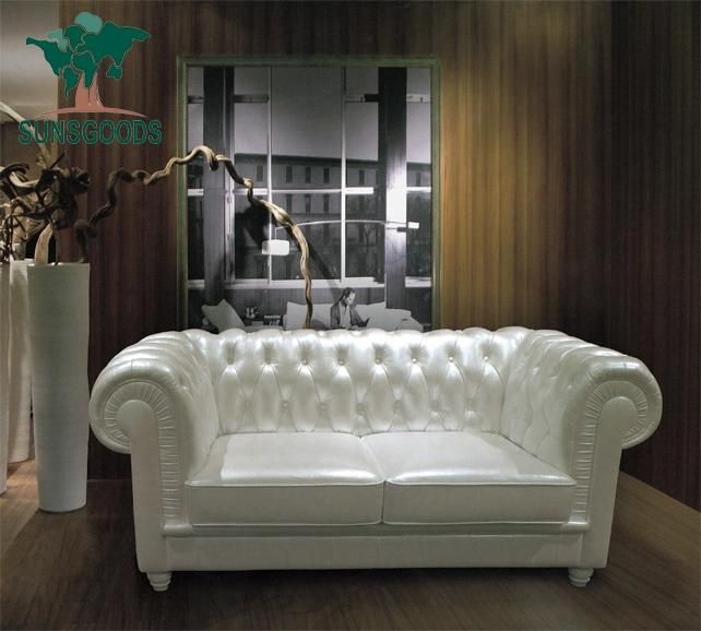 Best Selling Buttons Chesterfield Genuine Leather Sofa