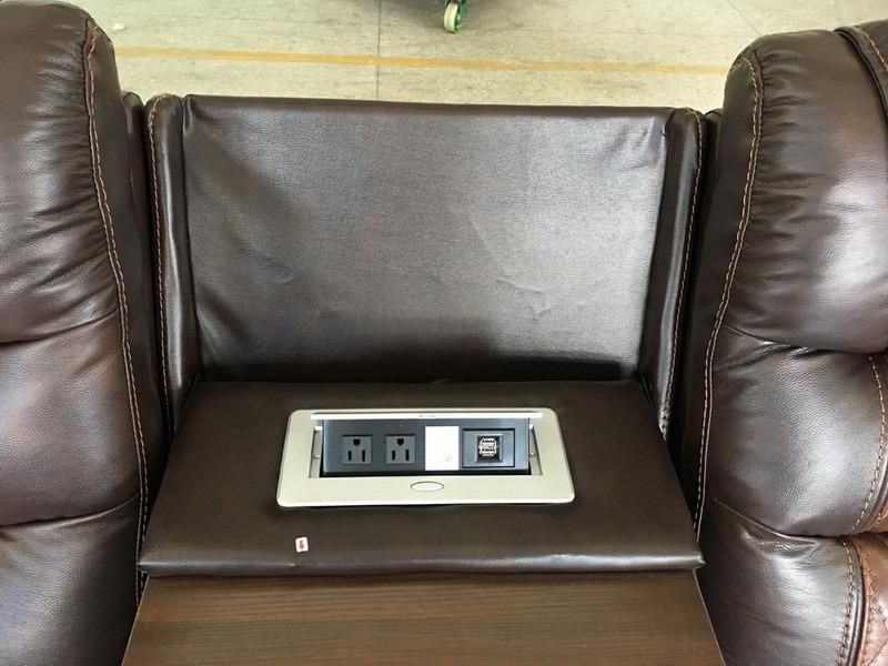 Air Leather Power Reclining Sofa with Nail Arm for Living Room Furniture