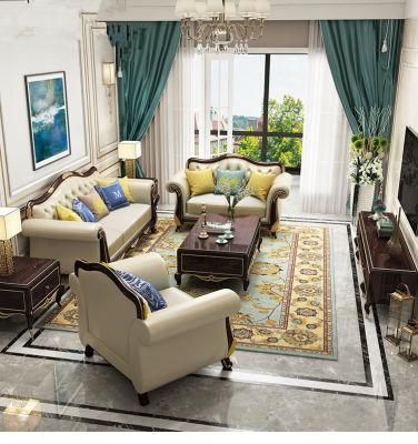 Classic Design Furniture China Sofa Set with Cushion and Coffee Table