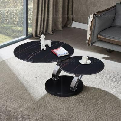 Fashionable New Hotel Furniture Sofa Table Round Black Adjustable Metal Coffee Table