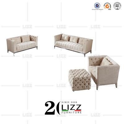 Latest Design European Style Modern Furniture Leisure Fabric Tufted Sofa Set for Living Room