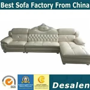 Cream Color Simple Royal Genuine Leather Sectional Sofa (A38-1)
