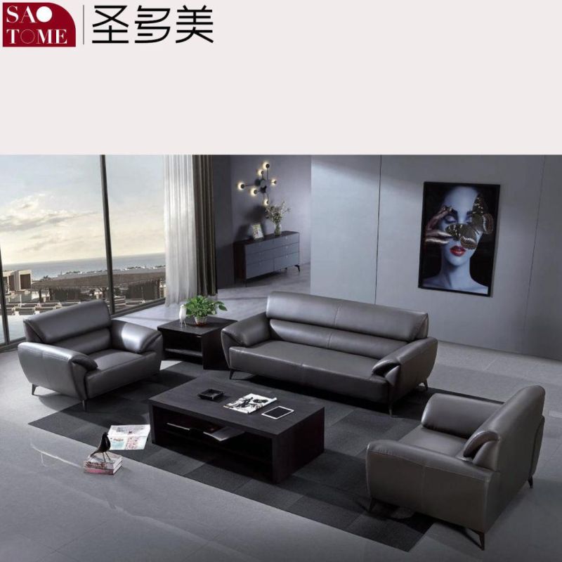 Modern Home Furniture Independent Office Comfortable Cowhide Finish Sofa