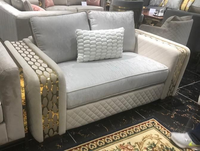 Solid Wood Frame Sofa with Fabric Velvet with Stainless Steel for Living Room Furniture