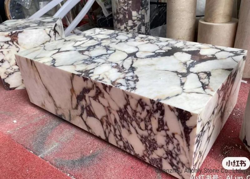 Arabescato White Marble Coffee Table and Side Table for Lobby Furniture Design