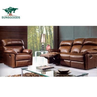 Italy Genuine Leather / Fabric Modern Sectional Living Room Sofa Home Furniture Set