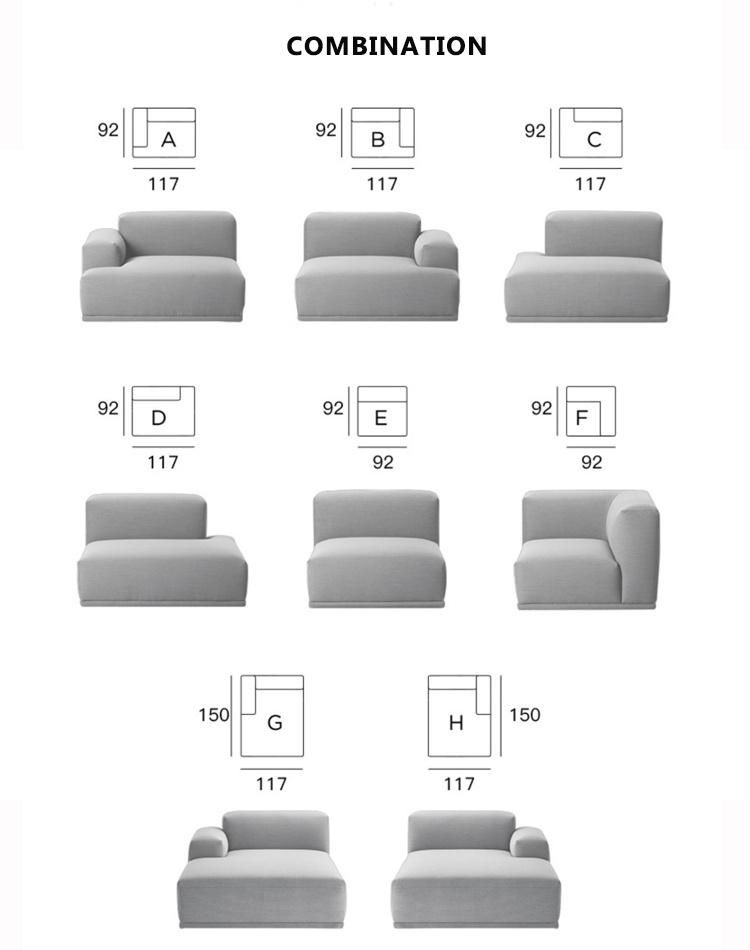 Foshan Modern Home Hotel Furniture 123 Seat Couch Living Room Corner Fabric Sofa