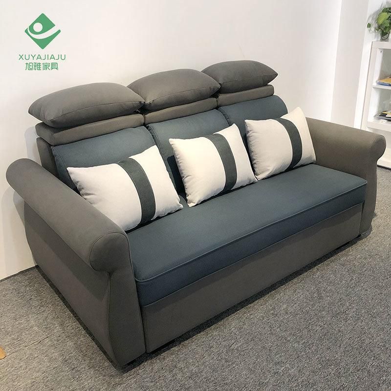 Light Green Living Room Leather Folding Convertible Sofa