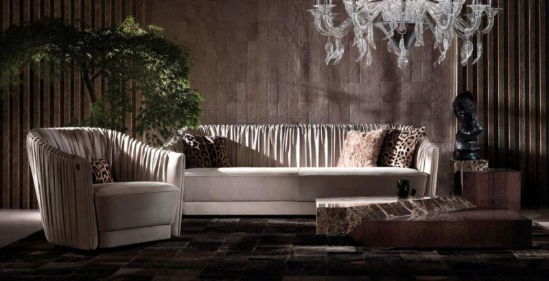 New High Quality Velvet Italian Home Furniture Sofa Set Design Luxury 3 Seater Leather Sofa Villa Living Room Furniture Set Sofa