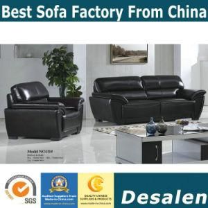 Black Genuine Leather Sofa in Office and Living Room Furniture (01)